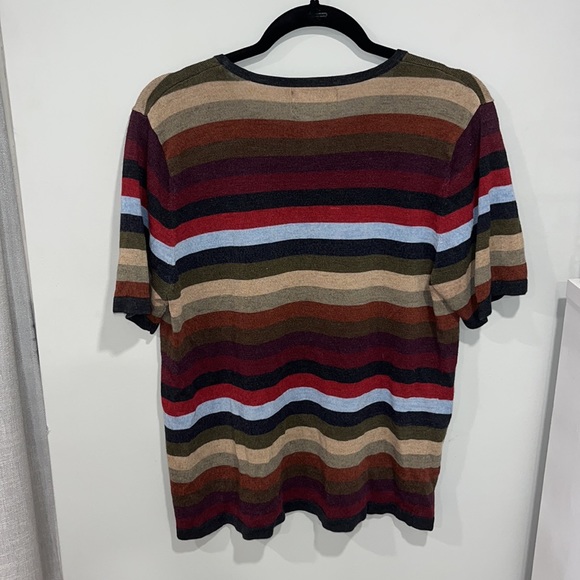 Colorful Striped Short Sleeve Sweater by Sag Harbor - Picture 3 of 3